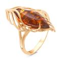 Кольцо из золочёного серебра с нат.янтарём