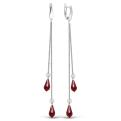 Серьги из серебра с красными кристаллами Сваровски родированные