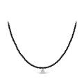 Колье из серебра с нат.чёрной шпинелью и фианитом родированное - 45 см