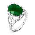 Кольцо из серебра с пл.кварцем цв.зелёный агат родированное