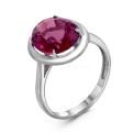 Кольцо из серебра с пл.кварцем цв.родолит родированное