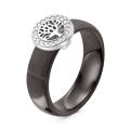 Кольцо из родированного серебра с куб.цикронием и керамикой