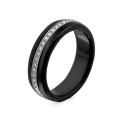 Кольцо из серебра с чёрной керамикой и куб. цирконием родированное