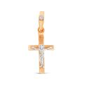 Крест из золочёного серебра с бриллиантом и родированием - 2,7 см