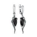 Серьги из чернёного серебра с чёрным агатом