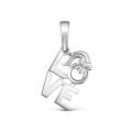 Подвеска из серебра с фианитом родированная - Love