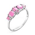 Кольцо из серебра с пл. розовым кварцем родированное