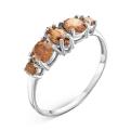 Кольцо из серебра с пл.кварцем цв.раухтопаз родированное