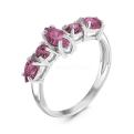 Кольцо из серебра с пл.кварцем цв.родолит родированное