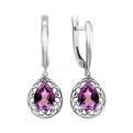 Серьги из серебра с синт.александритом родированные