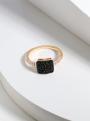 Кольцо из золочёного серебра с натуральной чёрной шпинель, фианитами и родированием