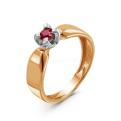 Кольцо из золочёного серебра с нат.рубином и родированием
