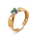Кольцо из золочёного серебра с нат.изумрудом и родированием
