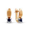 Серьги из золочёного серебра с нат.сапфиром и родированием