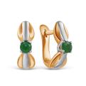 Серьги из золочёного серебра с нат.изумрудом