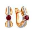 Серьги из золочёного серебра с нат.рубином