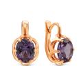 Серьги из золочёного серебра с синт.александритом
