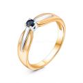 Кольцо из золочёного серебра с сапфиром и родированием