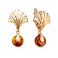 Серьги из золочёного серебра с нат.янтарём коньячным