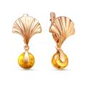 Серьги из золочёного серебра с нат. жёлтым янтарём