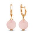 Серьги из золочёного серебра с нат.розовым кварцем