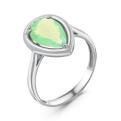 Кольцо из серебра с пл.кварцем цв.опалит зелёный родированное