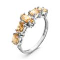 Кольцо из серебра с пл.кварцем цв.цитрин родированное