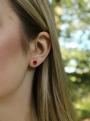 Серьги-пусеты из золочёного серебра с кристаллами Swarovski Красный