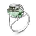 Кольцо из серебра с пл.кварцем цв.празиолит родированное