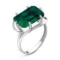 Кольцо из серебра с пл.кварцем цв.изумруд родированное