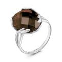 Кольцо из серебра с пл.кварцем цв.раухтопаз родированное