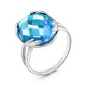 Кольцо из серебра с пл.кварцем цв.swiss топаз родированное