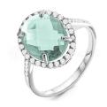 Кольцо из серебра с пл.кварцем цв.топаз и фианитами родированное