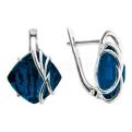 Серьги из серебра с пл.кварцем цв.топаз Swiss родированные