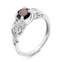 Кольцо из серебра с нат.гранатом родированное