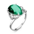 Кольцо из серебра с пл.кварцем цв.изумруд  родированное