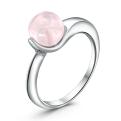 Кольцо из серебра с розовым кварцем родированное