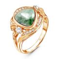 Кольцо из золочёного серебра с нат.жадеитом и фианитами