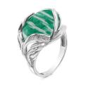 Кольцо из серебра с нат.амазонитом родированное