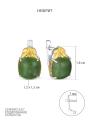 Серьги из серебра с нефритом и золочением родированные
