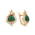 Серьги из золочёного серебра с нат.жадеитом и фианитами