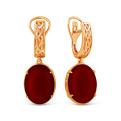 Серьги из золочёного серебра с нат.сердоликом