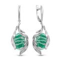Серьги из серебра с нат.амазонитом родированные