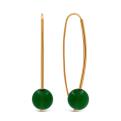 Серьги из золочёного серебра с нат.зелёным агатом