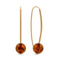 Серьги-продёвки из золочёного серебра с нат.коньячным янтарём