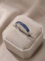 Кольцо из серебра с синей наношпинелью родированное