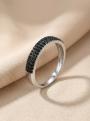 Кольцо дорожка из серебра с натуральной чёрной шпинелью родированное