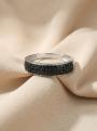 Кольцо дорожка из серебра с натуральной чёрной шпинелью родированное