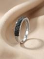 Кольцо дорожка из серебра с натуральной чёрной шпинелью родированное