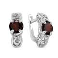 Серьги из серебра с нат.гранатом родированные